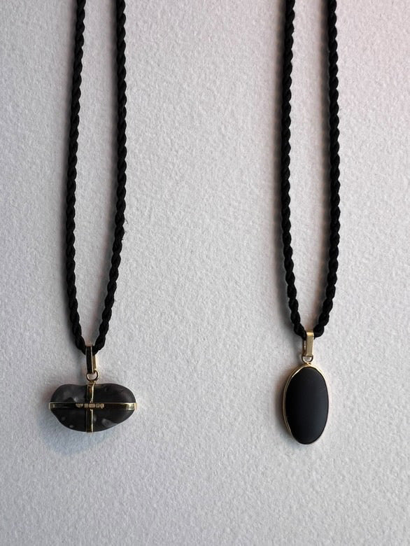 NATHALIE MATHOULIN Black Bean Stone Necklace