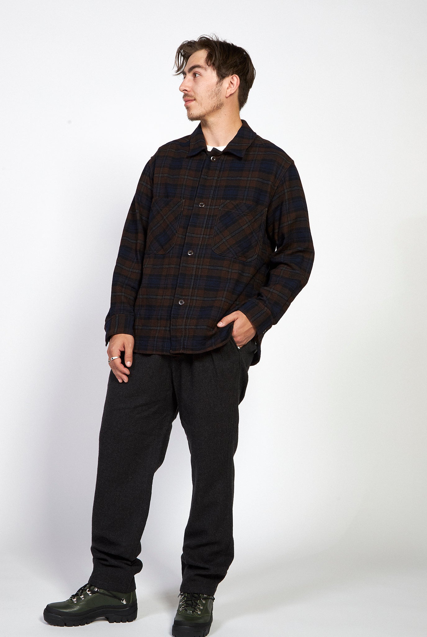 SAGE DE CRET Dark Check Work Shirt