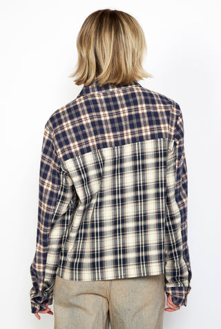 REESE COOPER Cropped Split Flannel Shirt