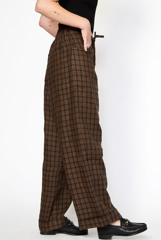 CORDERA Linen Relaxed Checkered Pants