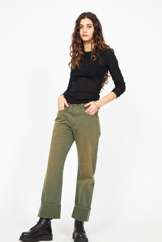 R13 Cuffed Boyfriend Olive Green