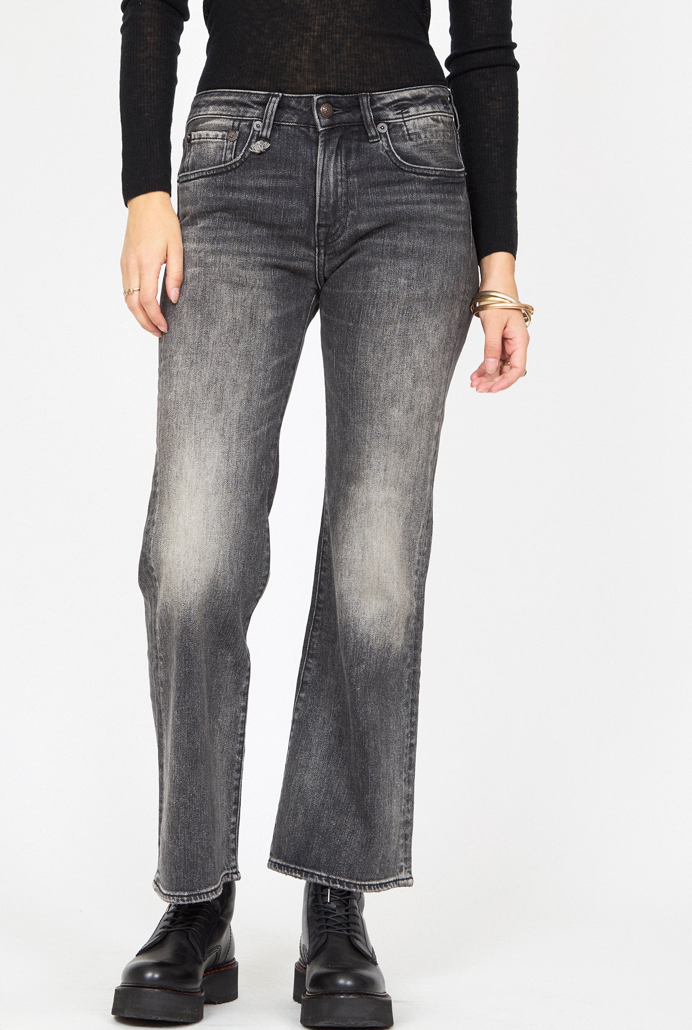 R13 Joan Kick Flare Black