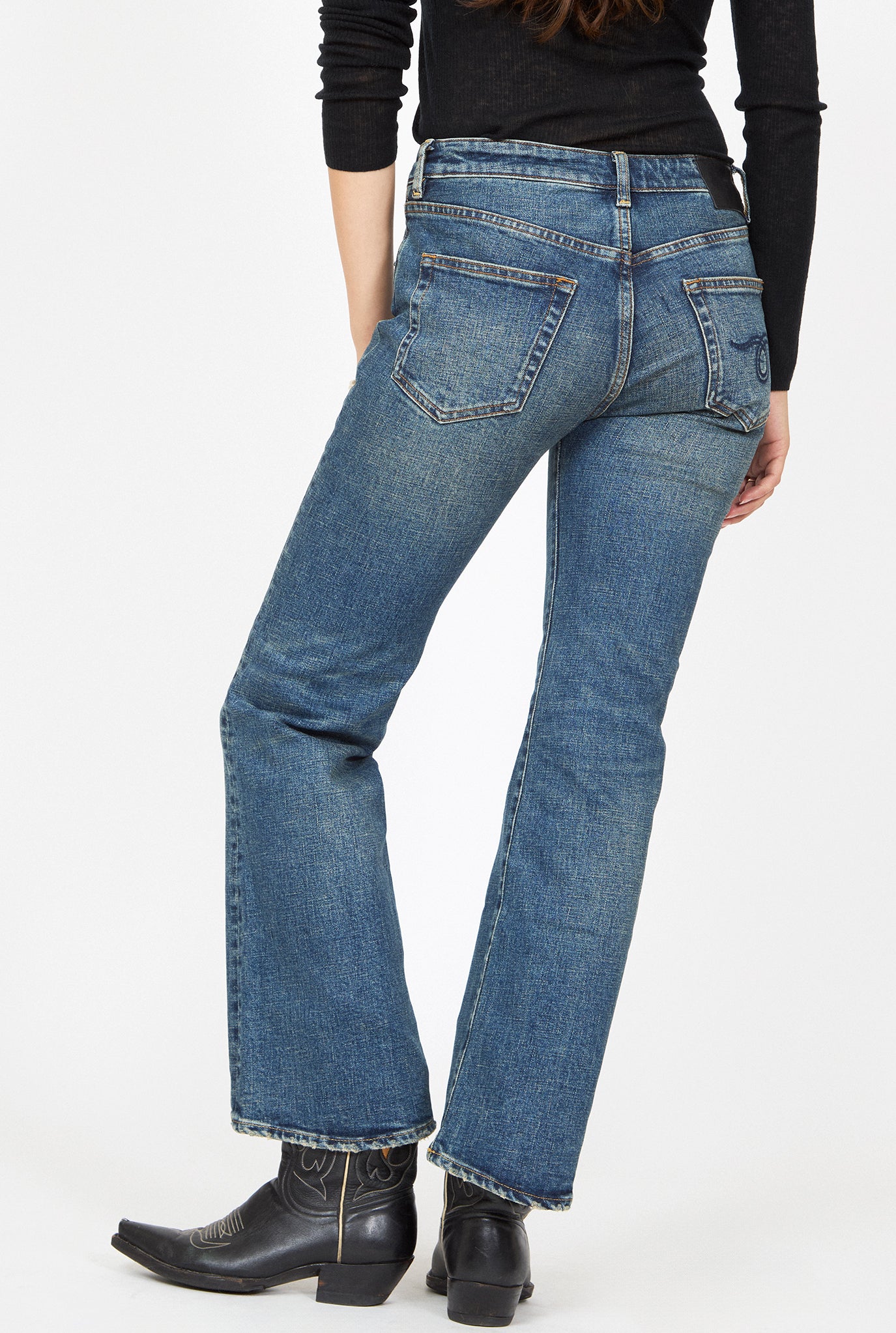 R13 Joan Kick Flare Blue