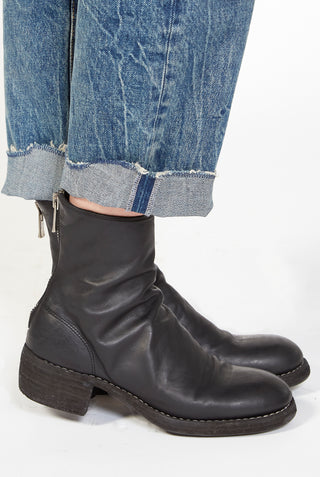 GUIDI Short Back Zip Leather Boots